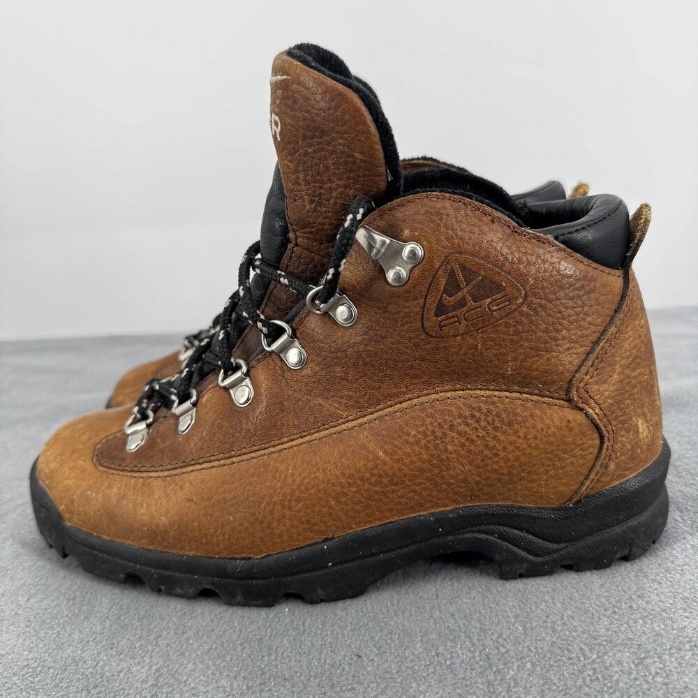 Vintage Nike ACG‎ Hiking Combat Boots Womens 6 Brown Leather Trail 148057-221